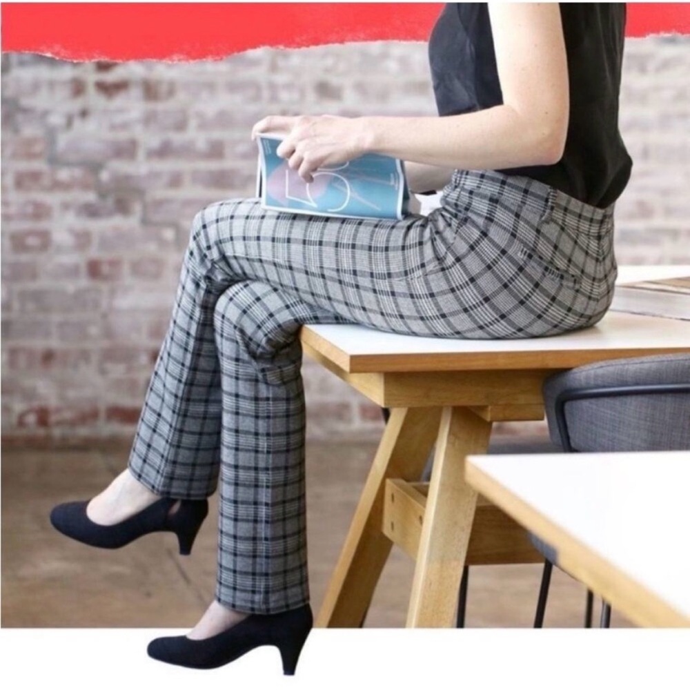BETABRAND Classic Dress Yoga Houndstooth Plaid Stretch Pants Small Petite